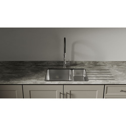 Mariz / Mariz Dark Concrete Surface R25 Large Designer Sink Module RH Worktop 3050 x 640 x 12mm