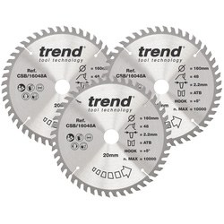 Trend / Trend Wood TCT Circular Saw Blades 160 x 20mm 48T CSB/160/3PK