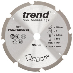 Trend / Trend PCD Blade for Cement Fibre Board 305 x 30mm 8T