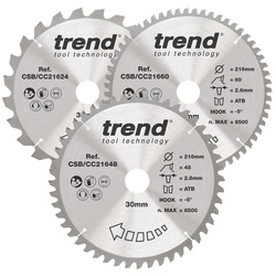 Trend / Trend Craft Crosscut Saw Blades 216mm CSB/CC216/3PK