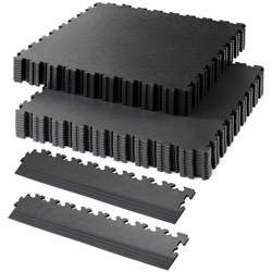 Garage Floor Tile Company / Garage Floor Tile Company X Joint Interlocking Floor Tiles Double Garage Pack 27m2 Graphite & Black 7mm