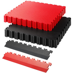 Garage Floor Tile Company / Garage Floor Tile Company X Joint Interlocking Floor Tiles Double Garage Pack 27m2 Black & Red 7mm