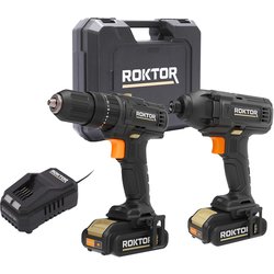 ROKTOR / ROKTOR 18V Cordless Combi Drill & Impact Driver Twin Pack 2 x 2.0Ah