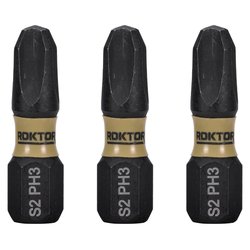 ROKTOR / ROKTOR 1/4" Hex Shank Impact Screwdriver Bits PH3 x 25mm