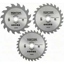 ROKTOR / ROKTOR TCT Wood Circular Saw Blade Set 150mm x 2.5mm x 20mm 16T/24T/30T