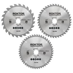 ROKTOR / ROKTOR TCT Wood Circular Saw Blade Set 210mm x 2.6mm x 30mm 24T/40T/48T