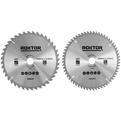 ROKTOR / ROKTOR TCT Wood Circular Saw Blade Set 250mm x 3.0mm x 30mm 40T/60T