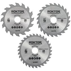 ROKTOR / ROKTOR TCT Wood Circular Saw Blade Set 160mm x 2.5mm x 30mm 16T/24T/30T