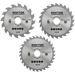 ROKTOR / ROKTOR TCT Wood Circular Saw Blade Set 165mm x 2.5mm x 30mm 16T/24T/30T