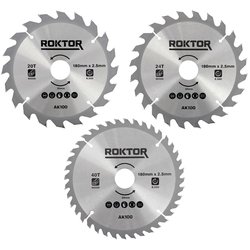 ROKTOR / ROKTOR TCT Wood Circular Saw Blade Set 180mm x 2.5mm x 30mm 20T/24T/40T