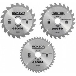 ROKTOR TCT Wood Circular Saw Blade Set 184mm x 2.5mm x 30mm 20T/24T/40T