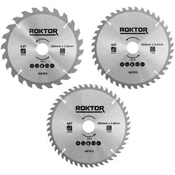 ROKTOR / ROKTOR TCT Wood Circular Saw Blade Set 205mm x 2.6mm x 30mm 24T/40T/48T