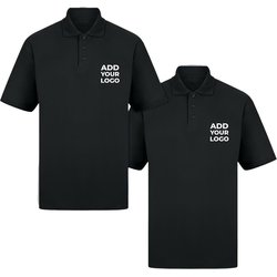 Zapalogo / Personalised Polo Shirt Black Embroidered Left Chest Logo 2XL