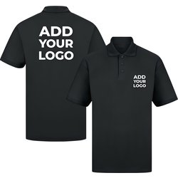 Zapalogo / Personalised Polo Shirt Black Printed Left Chest Logo & Printed Back Logo XL