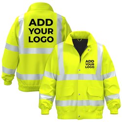 Zapalogo / Personalised Hi Vis Bomber Yellow Left Chest Print & Back Print 2XL