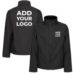 Zapalogo / Personalised Softshell Jacket Black Printed Left Chest Logo & Printed Back Logo Large