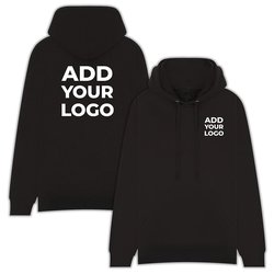 Zapalogo / Personalised Hooded Sweatshirt Black Printed Left Chest Logo & Printed Back Logo Large