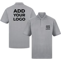 Zapalogo / Personalised Polo Shirt Heather Gray Printed Left Chest Logo & Printed Back Logo Medium