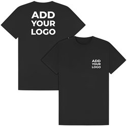 Zapalogo / Personalised T-Shirt Black Printed Left Chest Logo & Printed Back Logo Medium 2 Pack