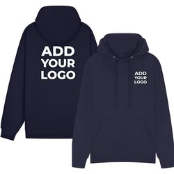 Zapalogo / Personalised Zipped Hooded Sweatshirt Navy Printed Left Chest Logo & Printed Back Logo XL