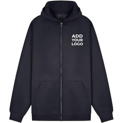 Zapalogo / Personalised Zipped Hooded Sweatshirt Navy Embroidered Left Chest Logo 2XL