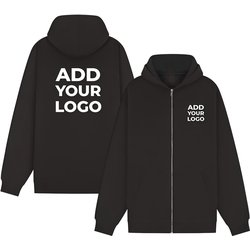 Zapalogo / Personalised Zipped Hooded Sweatshirt Black Printed Left Chest Logo & Printed Back Logo 2XL Each