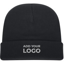 Zapalogo / Personalised Beanie Black Embroidered Hat Front Logo