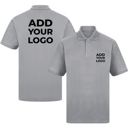 Zapalogo / Personalised Polo Shirt Heather Gray Printed Left Chest Logo & Printed Back Logo XL