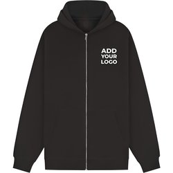 Zapalogo / Personalised Zipped Hooded Sweatshirt Black Embroidered Left Chest Logo 2XL