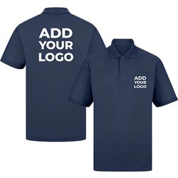 Zapalogo / Personalised Polo Shirt Navy Printed Left Chest Logo & Printed Back Logo Large