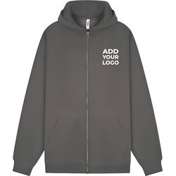 Zapalogo / Personalised Zipped Hooded Sweatshirt Charcoal Printed Left Chest Logo 2XL