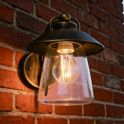 LUTEC Cate Wall Light IP44 E27 Antique Brass