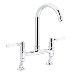 Abode / Abode Keswick Deck Mounted Bridge Dual Lever Mixer Kitchen Tap Chrome
