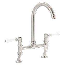 Abode / Abode Keswick Deck Mounted Bridge Dual Lever Mixer Kitchen Tap Brushed Nickel