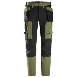 Snickers Workwear / Snickers AllroundWork 4-way Stretch Trousers with Holster Pockets Khaki Green 33"R