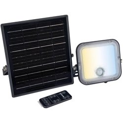 Luceco / Luceco Mensa Solar Security Floodlight 10W 1500lm CCT 3000K & 4000K PIR Black with Remote Control