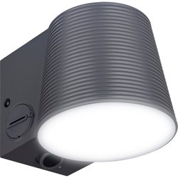 Luceco / Luceco Lucira Hybrid Solar & 240V Decorative Wall Light 9W 450lm CCT PIR IP65 Anthracite Grey