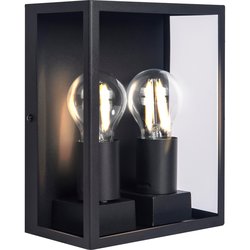 Luceco / Luceco Decorative Outdoor Wall Glass Lantern Twin Light IP44 E27 Black