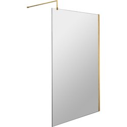 Nuie / nuie 1100mm Wetroom Screen With Support Bar Brushed Brass