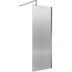 Nuie / nuie Fluted 800mm Wetroom Screen With Support Bar Brushed Bronze