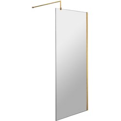 Nuie / nuie Frameless 700mm Wetroom Screen With Support Bar Brushed Brass