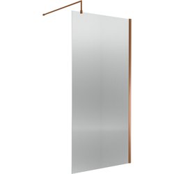 Nuie / nuie Fluted 1000mm Wetroom Screen With Support Bar Brushed Bronze