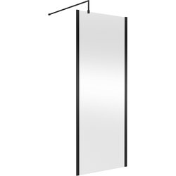 Nuie / nuie Semi-Frameless 800mm Wetroom Screen With Support Bar Matt Black