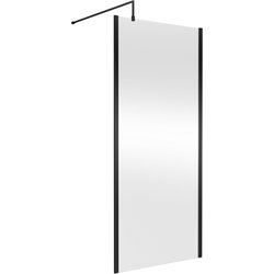 Nuie / nuie Semi-Frameless 900mm Wetroom Screen With Support Bar Matt Black