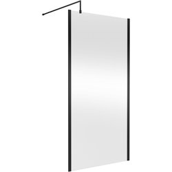 Nuie / nuie Semi-Frameless 1000mm Wetroom Screen With Support Bar Matt Black