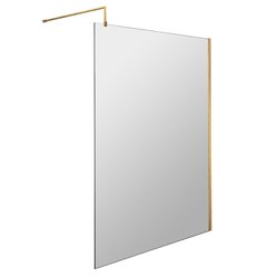 Nuie / nuie Frameless 1200mm Wetroom Screen With Support Bar Brushed Brass