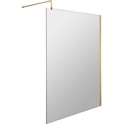 Nuie / nuie Frameless 1400mm Wetroom Screen With Support Bar Brushed Brass
