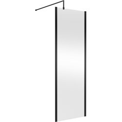 Nuie / nuie Semi-Frameless 700mm Wetroom Screen With Support Bar Matt Black