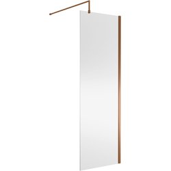 Nuie / nuie Semi-Frameless 700mm Wetroom Screen With Support Bar Brushed Bronze