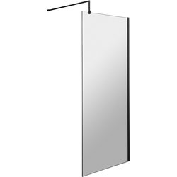Nuie / nuie Frameless 760mm Wetroom Screen With Support Bar Matt Black